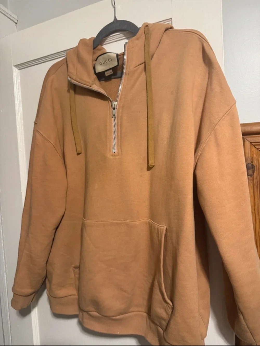 Gucci Men's Zip-Up Hoodie in Camel Brown